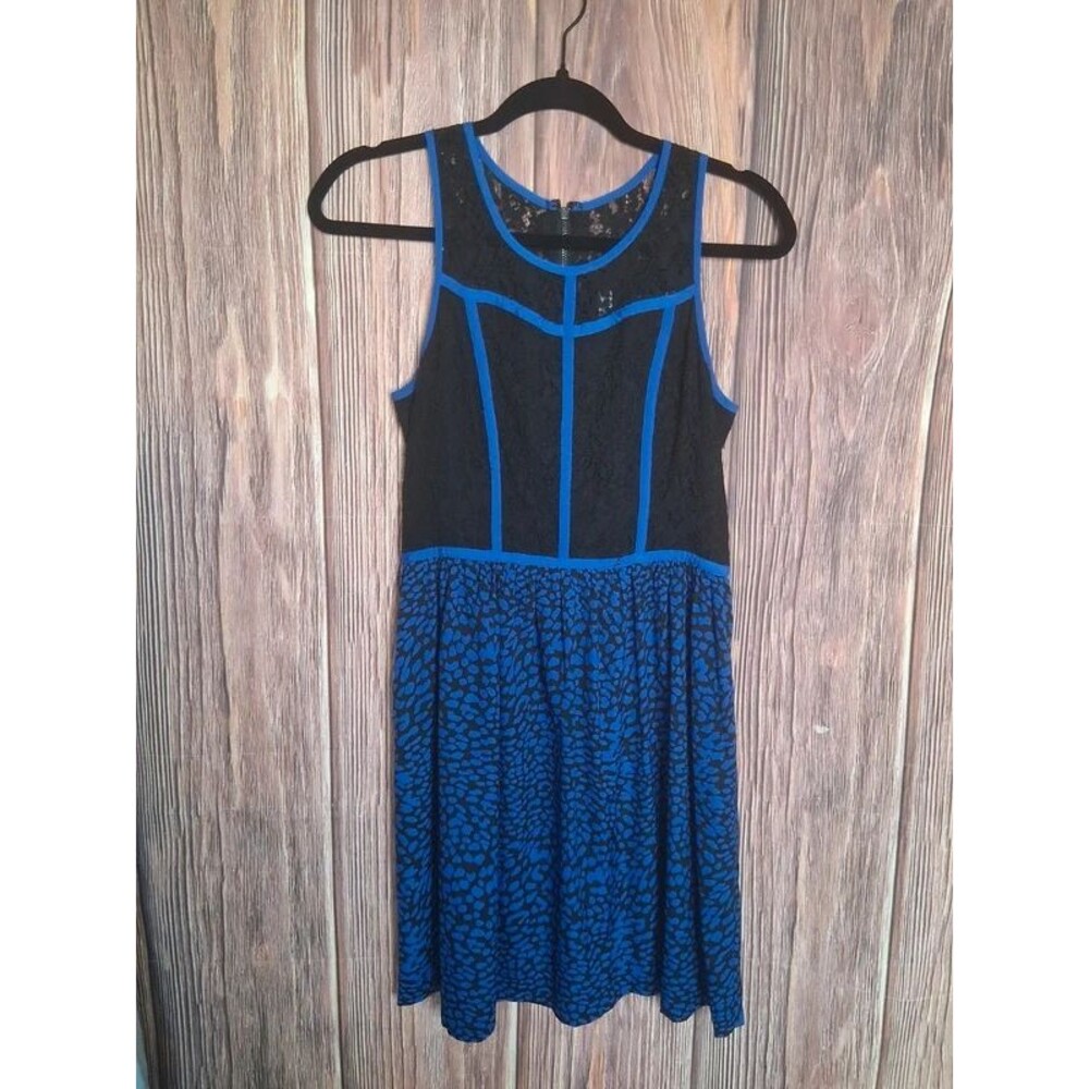 Kensie black and blue lace sleeveless dress size small